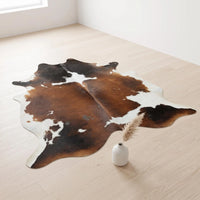Special Brown and White Tricolor Cowhide Rug | Handmade Area Rug