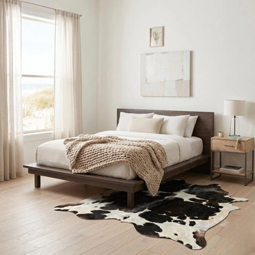 Genuine Hair On Cowhide Rug | Unique Black & White Spotted Leather Carpet