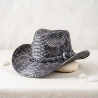 Black Python Print Cowboy Hat – Bold Western Fashion Statement