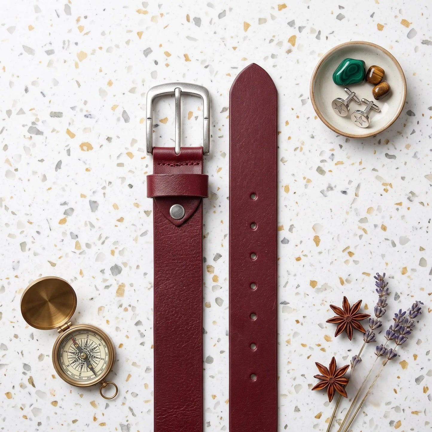 Handcrafted Studded Leather Belt | Silver Star Rivets & Punk Rock Style