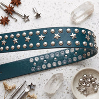 Handcrafted Studded Leather Belt | Silver Star Rivets & Punk Rock Style