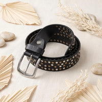 Rock Your Look: Black Studded Leather Belt for Edgy Street Style