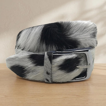 Genuine Hair-on-Hide Western Cowhide Leather Belt