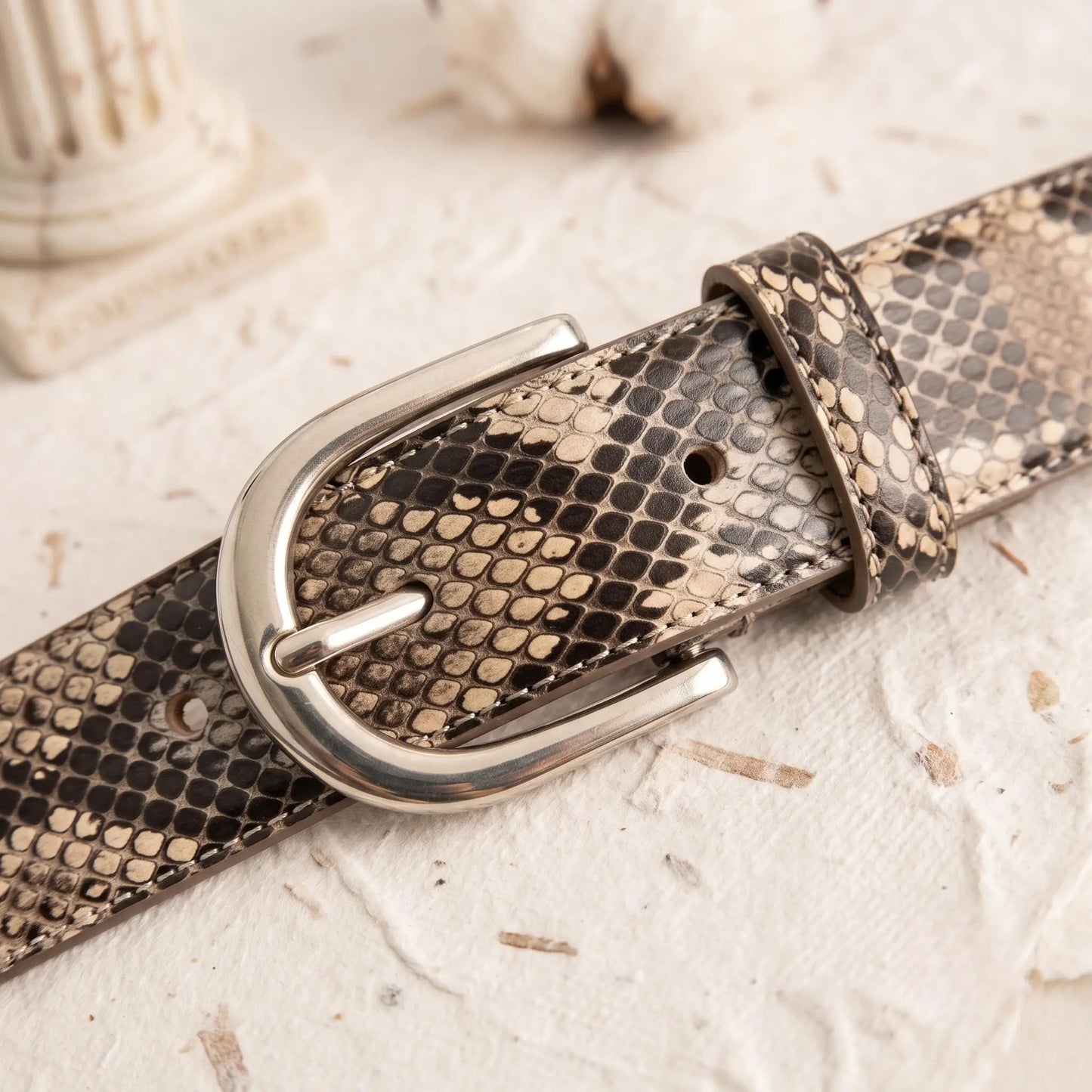 Python Embossed Leather Belt – Handmade Snakeskin Belt for Men & Women