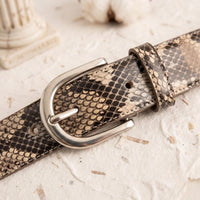 Python Embossed Leather Belt – Handmade Snakeskin Belt for Men & Women