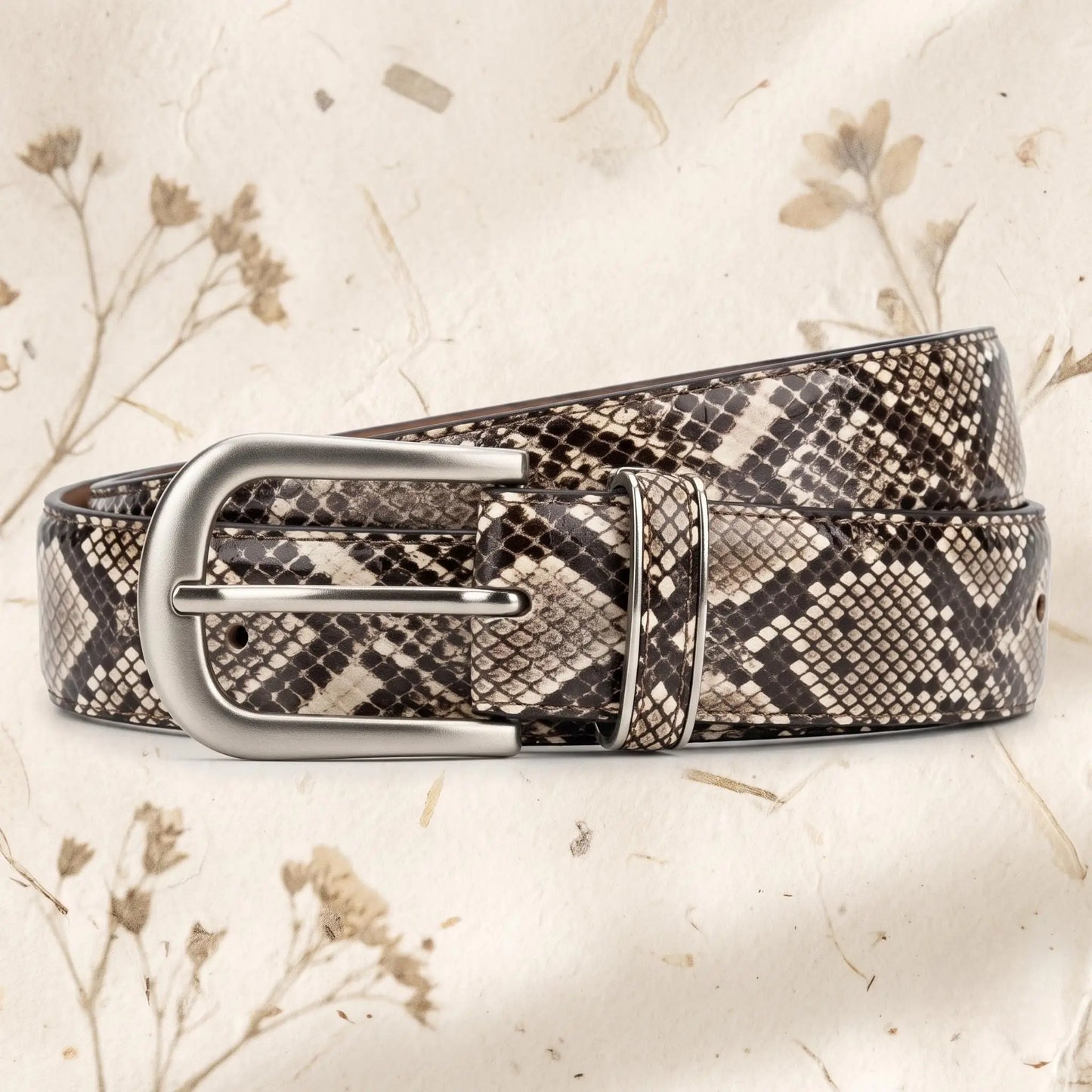 Python Embossed Leather Belt – Handmade Snakeskin Belt for Men & Women