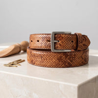 Handmade Luxury Python-Embossed Leather Belt | Genuine Exotic-Style Statement Belt for Men & Women