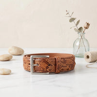 Handmade Luxury Python-Embossed Leather Belt | Genuine Exotic-Style Statement Belt for Men & Women