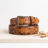 Handmade Luxury Python-Embossed Leather Belt | Genuine Exotic-Style Statement Belt for Men & Women