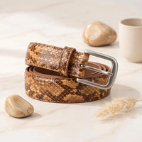 Handmade Luxury Python-Embossed Leather Belt | Genuine Exotic-Style Statement Belt for Men & Women