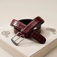 Make a Statement: Handmade Red Crocodile Embossed Leather Belt