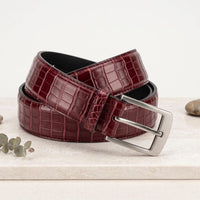 Make a Statement: Handmade Red Crocodile Embossed Leather Belt