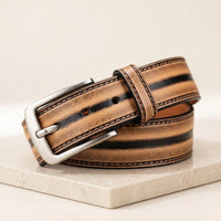 Men’s Vintage Distressed Leather Belt | Handcrafted Rustic Full-Grain Work Belt