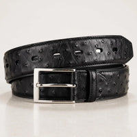Upgrade Your Style with the Handcrafted Genuine Black Ostrich Leather Belt