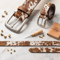 Authentic Cowhide Leather Western Belt | Handmade Hair-on-Hide Ranch Style
