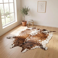 Brown & White Cowhide Rug Genuine Leather Area Rug Natural Cow Skin Carpet