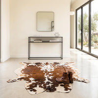 Brown & White Cowhide Rug Genuine Leather Area Rug Natural Cow Skin Carpet