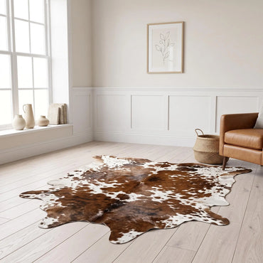 Transform Your Space with the Timeless Elegance of a Genuine Tricolor Cowhide Rug