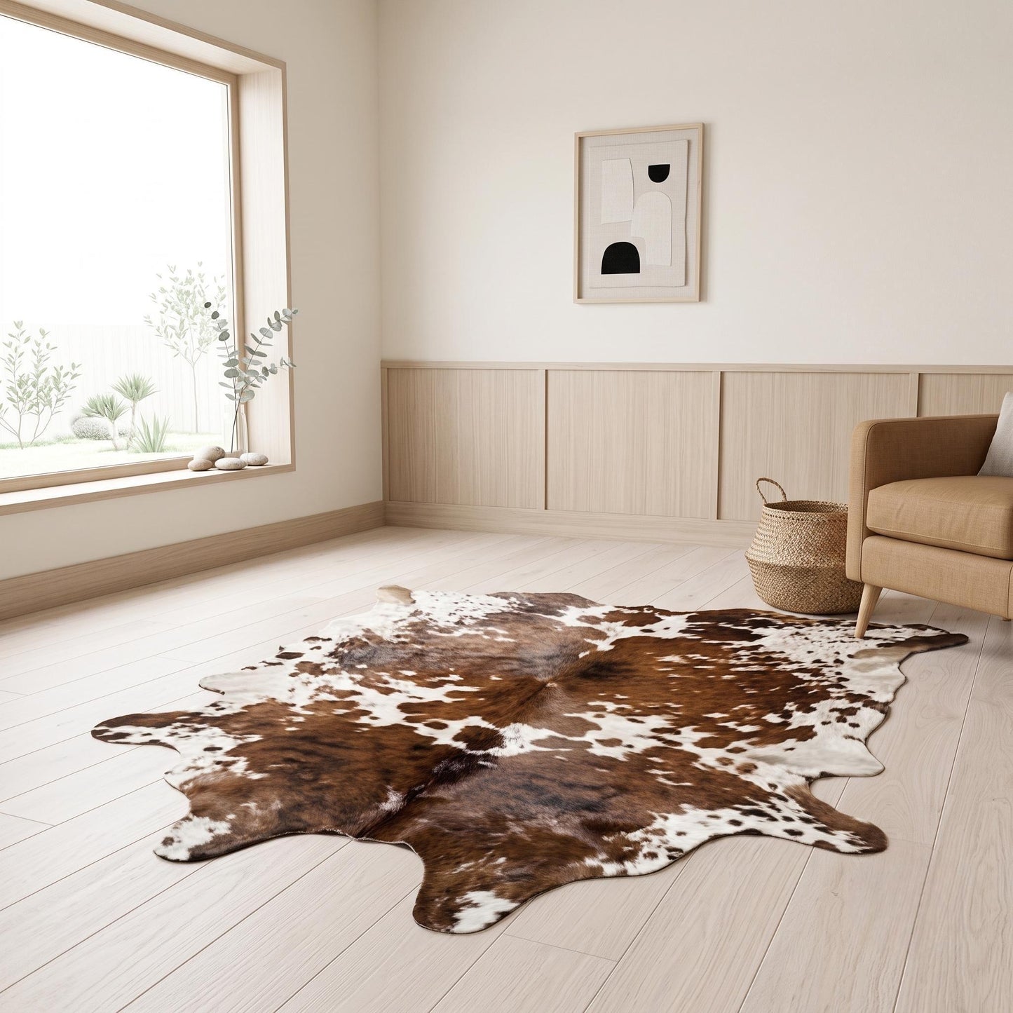 Transform Your Space with the Timeless Elegance of a Genuine Tricolor Cowhide Rug