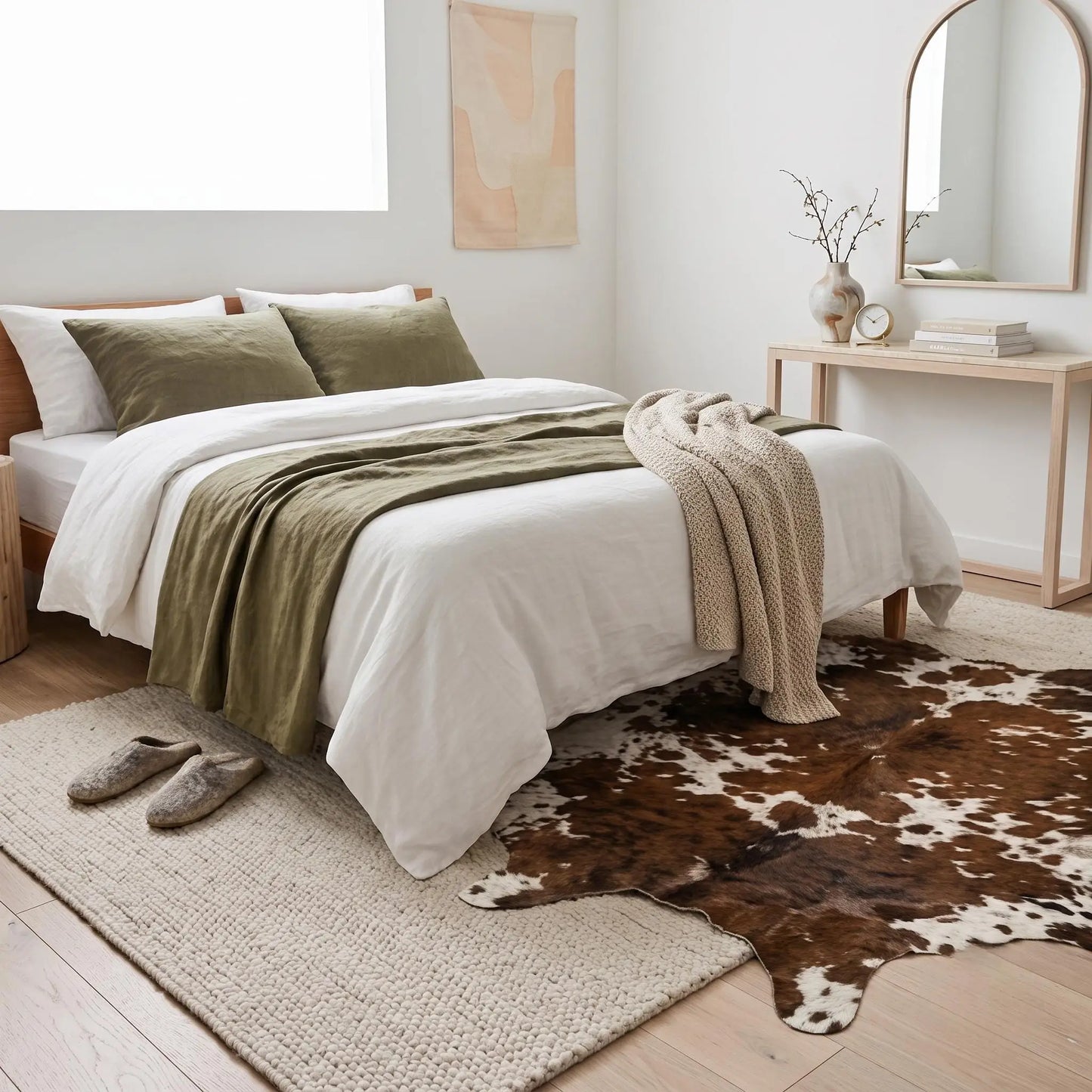 Transform Your Space with the Timeless Elegance of a Genuine Tricolor Cowhide Rug
