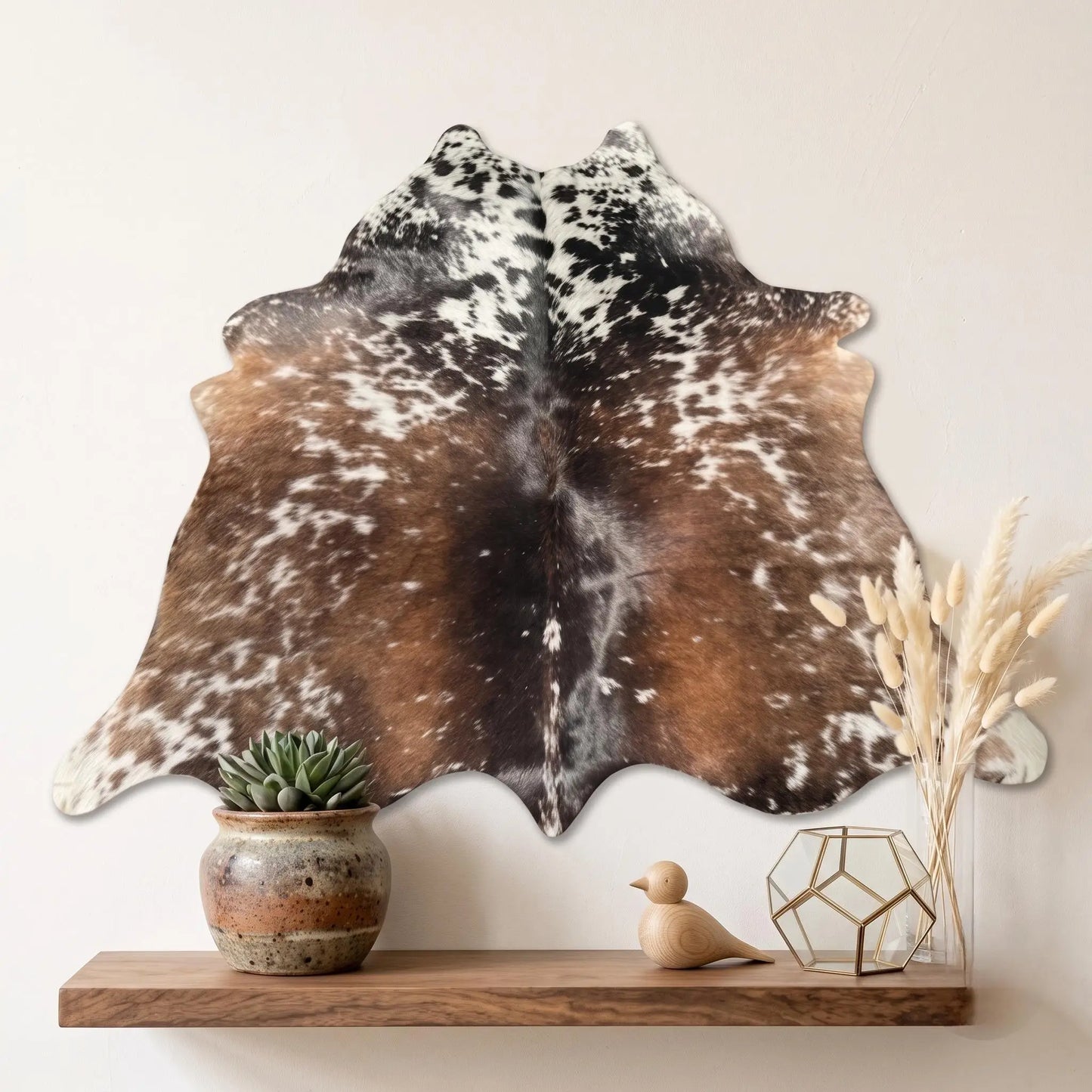 Elevate Your Space: Authentic Tricolor Cowhide Rug by TAKEKO LEATHER