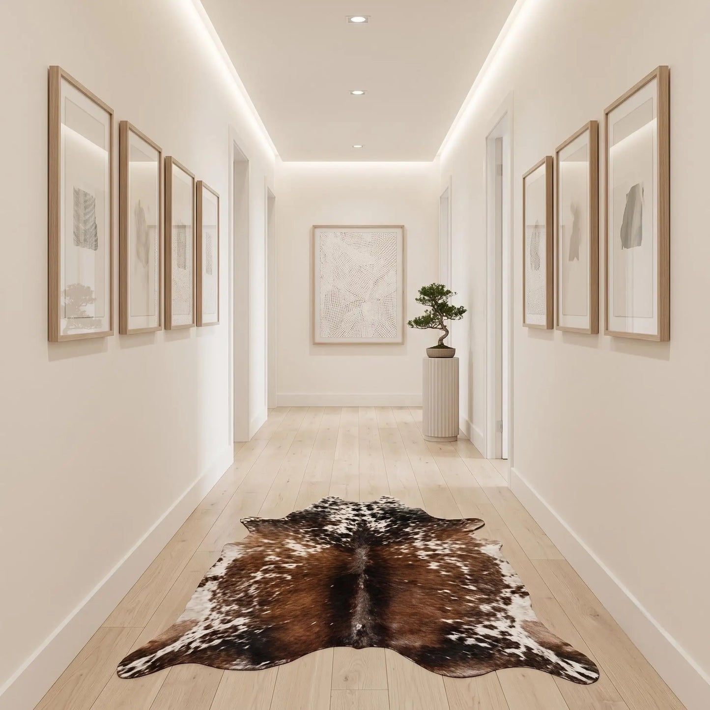 Elevate Your Space: Authentic Tricolor Cowhide Rug by TAKEKO LEATHER