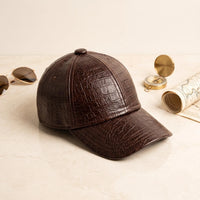 Crocodile-Embossed Leather Baseball Cap – Luxury Unisex Streetwear