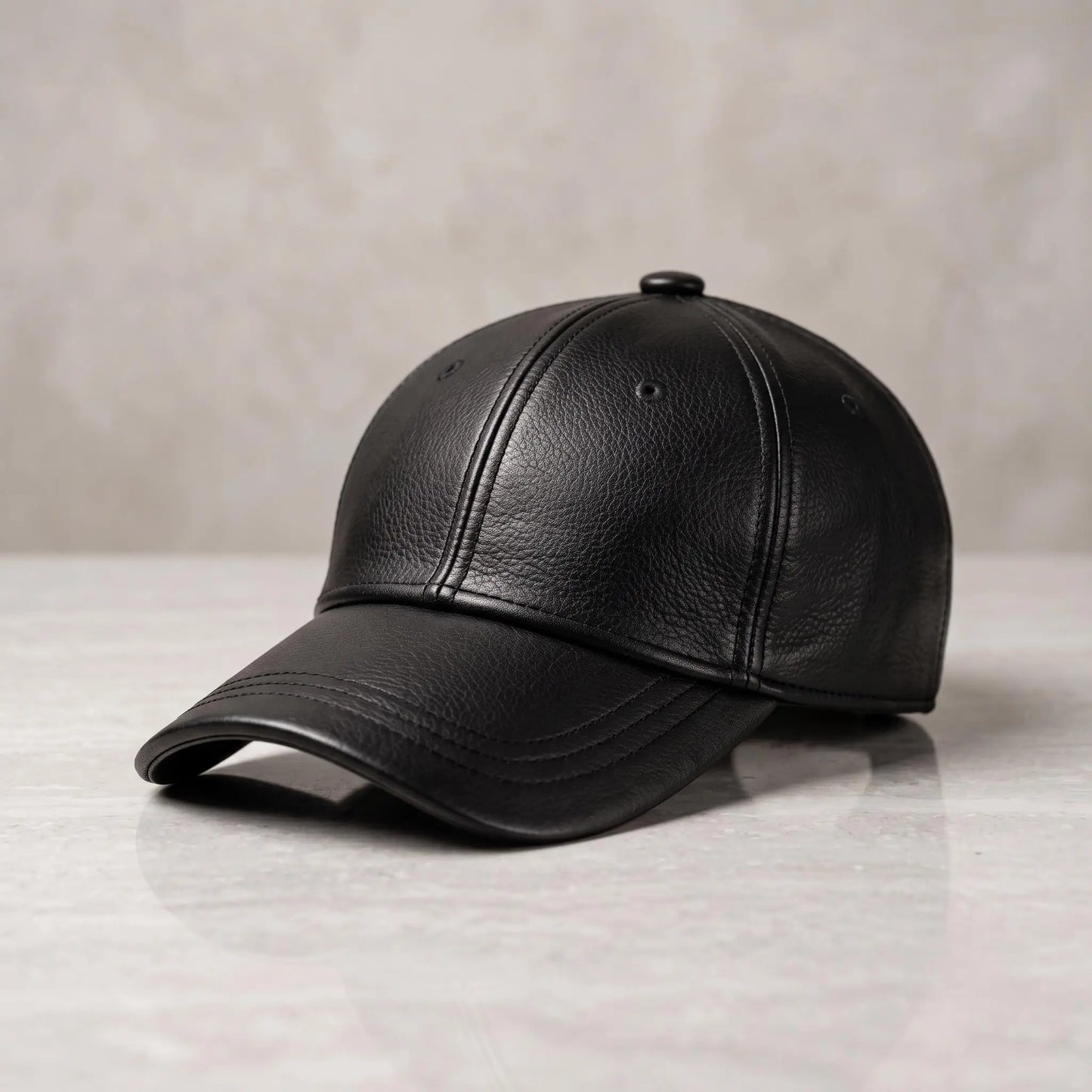 Genuine Black Leather Baseball Cap – Adjustable Unisex Streetwear & Luxury Fashion Accessory