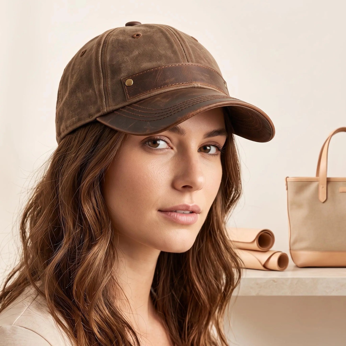 TAKEKO LEATHER Distressed Canvas Baseball Cap | Vintage Unisex Dad Hat