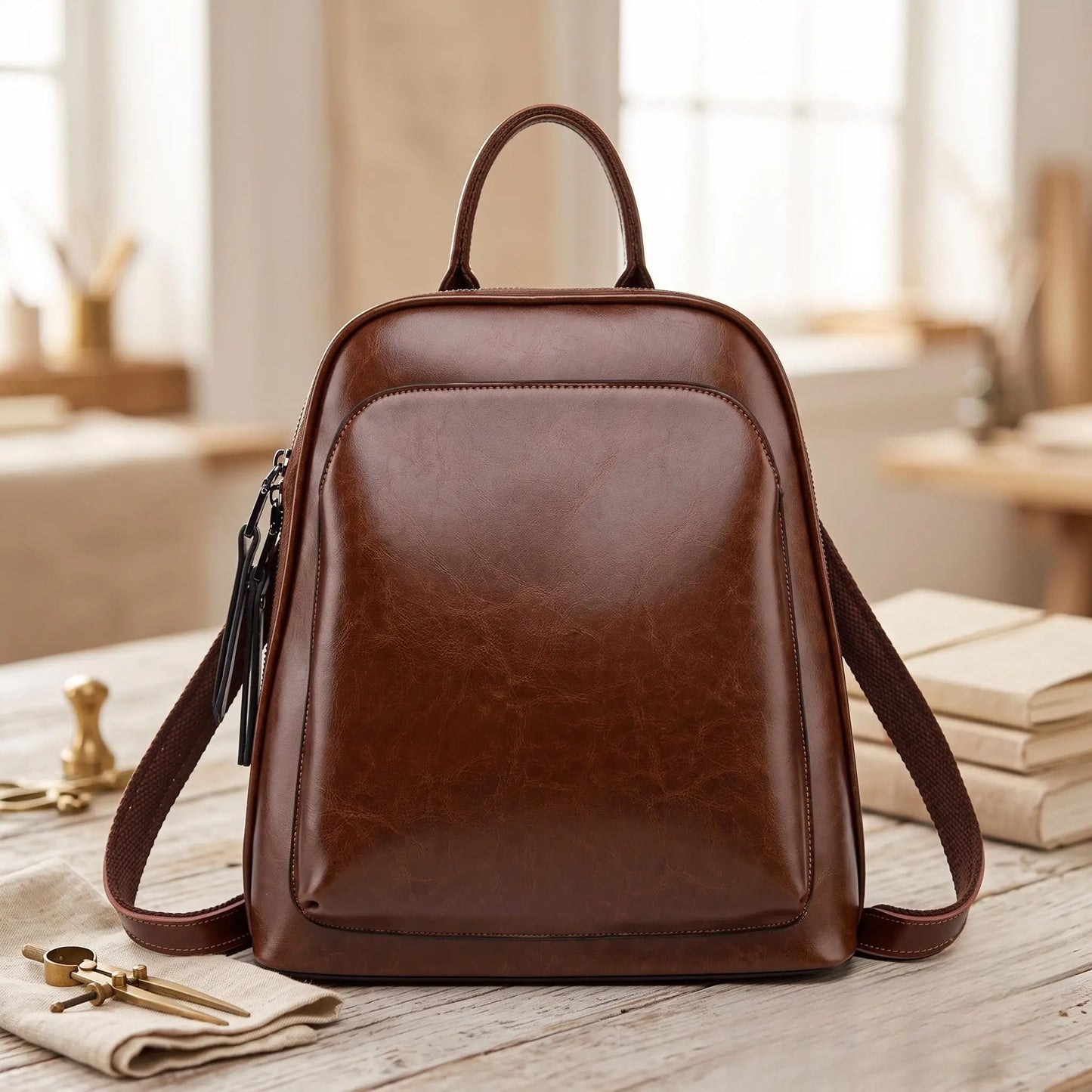 Full Grain Leather Backpack Purse for Women | Handmade Vintage Travel Bag