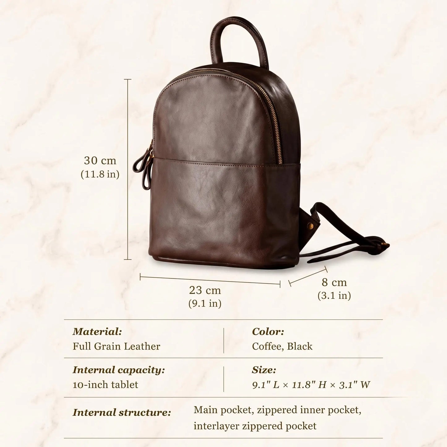Full-Grain Leather Backpack – Timeless Style for Everyday Adventures