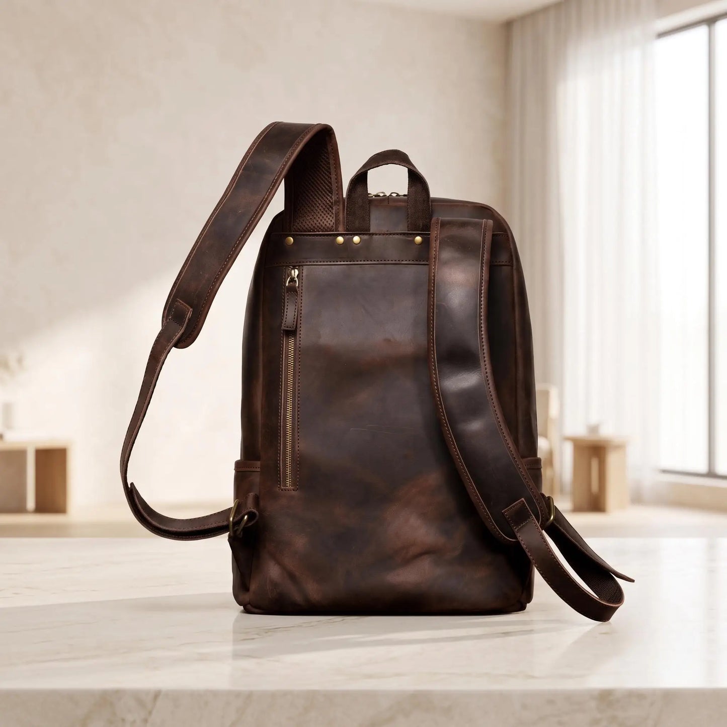 Full-Grain Leather Backpack | 14-Inch Laptop & Travel Daypack