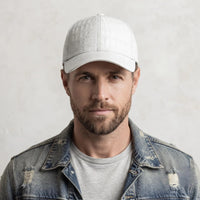 White Crocodile Leather Baseball Cap | Luxury Unisex Headwear
