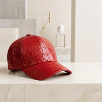 Red Crocodile Leather Baseball Cap