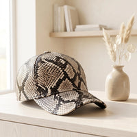 TAKEKO LEATHER Python Print Leather Baseball Cap – Unisex Luxury Streetwear