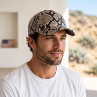 TAKEKO LEATHER Python Print Leather Baseball Cap – Unisex Luxury Streetwear