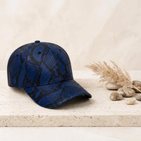Blue & Black Python Print Baseball Cap | Exotic Streetwear Hat