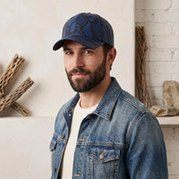 Blue & Black Python Print Baseball Cap | Exotic Streetwear Hat