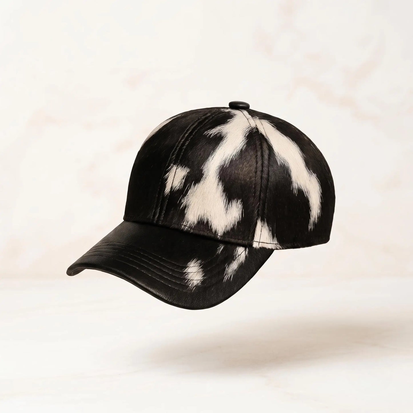 Handcrafted Cowhide Hair-on-Hide Leather Baseball Cap | Authentic Western Style