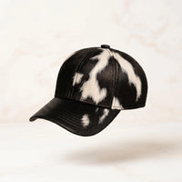 Handcrafted Cowhide Hair-on-Hide Leather Baseball Cap | Authentic Western Style