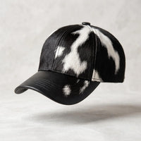 Handcrafted Cowhide Hair-on-Hide Leather Baseball Cap | Authentic Western Style