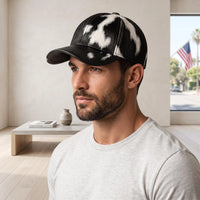 Handcrafted Cowhide Hair-on-Hide Leather Baseball Cap | Authentic Western Style