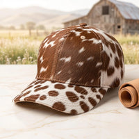 Handcrafted Cowhide Hair-on Leather Baseball Cap | Authentic Western Style