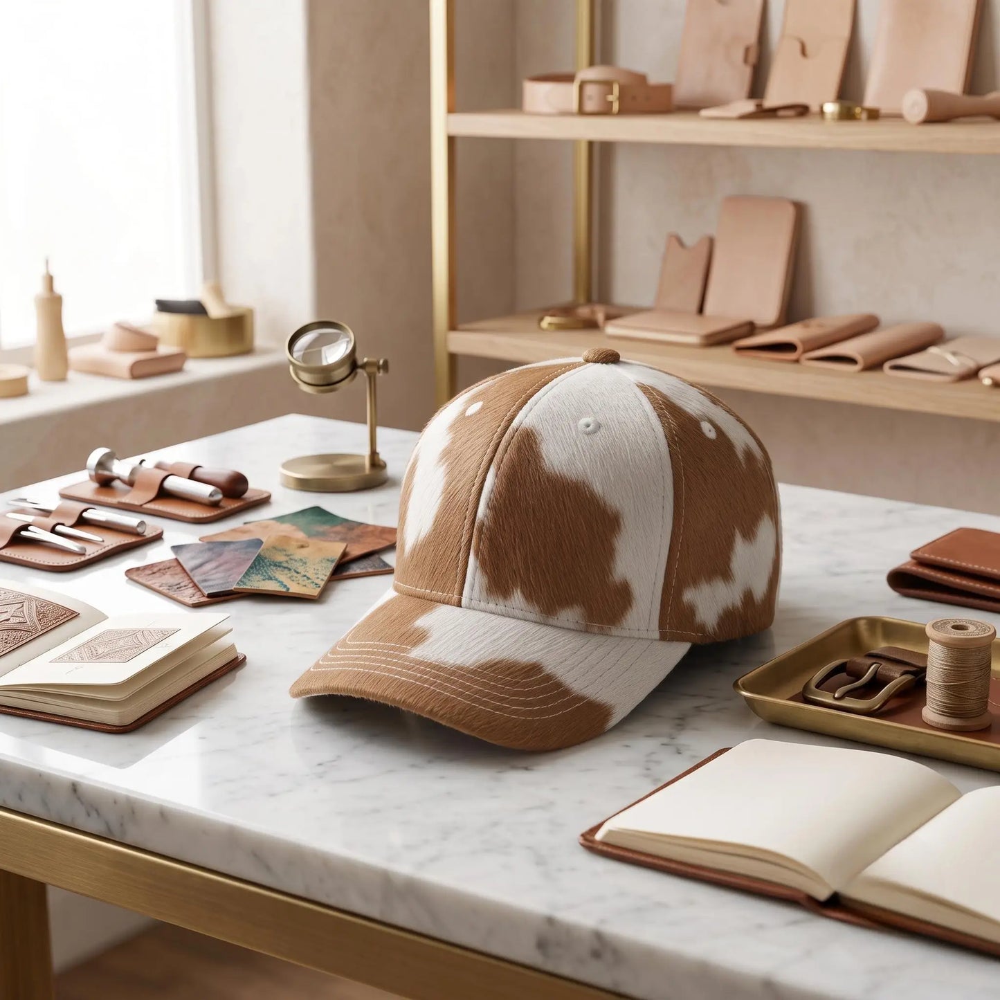Ultimate Western Style: Handmade Genuine Hair-On Cowhide Leather Cap