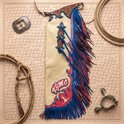 Hand-Tooled Leather Rodeo Chaps | Custom Western Bull Riding Gear