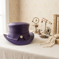 Elevate Your Style with the Ultimate Gothic Steampunk Purple Leather Top Hat