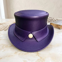 Elevate Your Style with the Ultimate Gothic Steampunk Purple Leather Top Hat