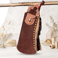 Suede Leather Cowboy Riding Chaps with Fringe – Western Equestrian Gear