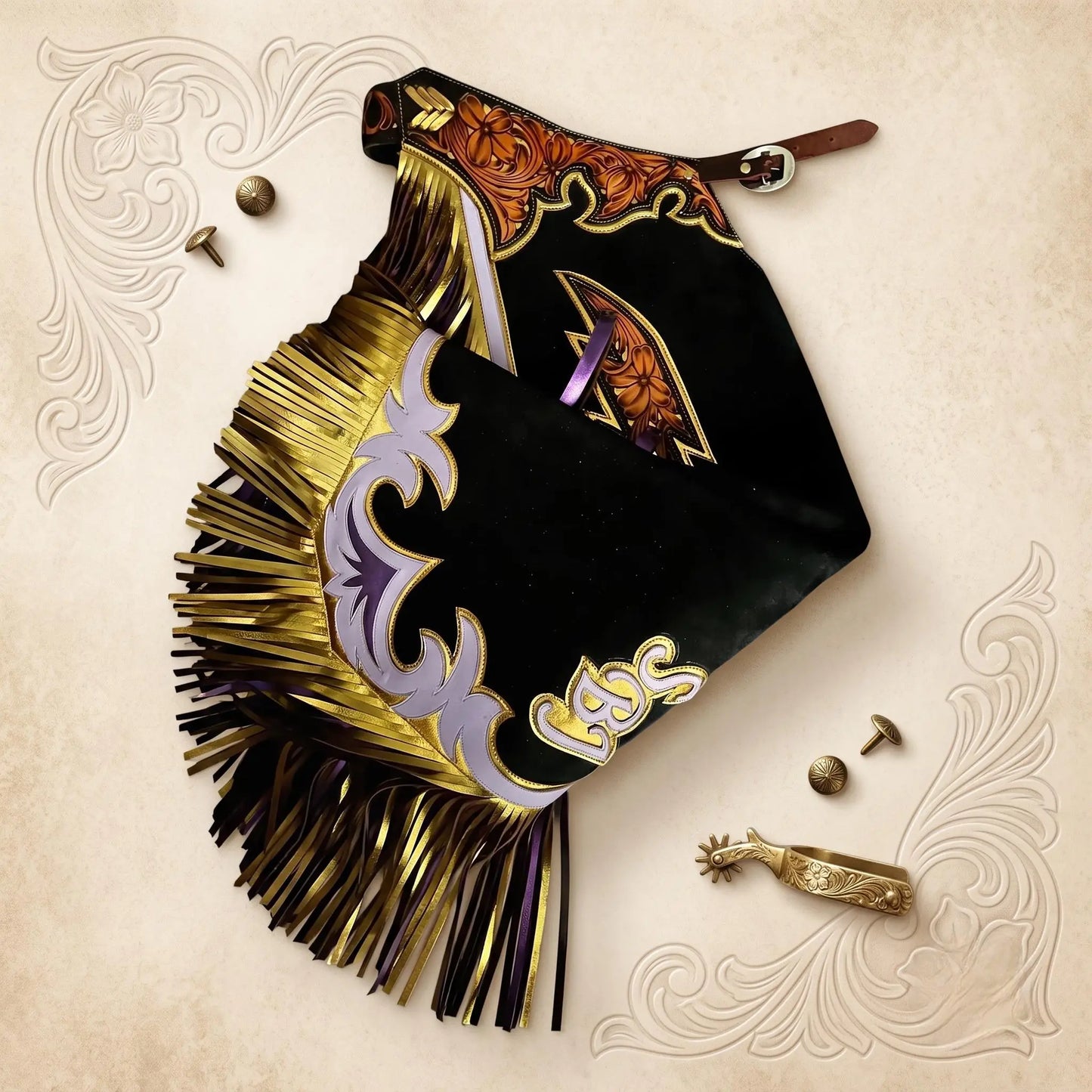 Hand-Tooled Leather Rodeo Chaps – Western Show & Bull Riding Gear