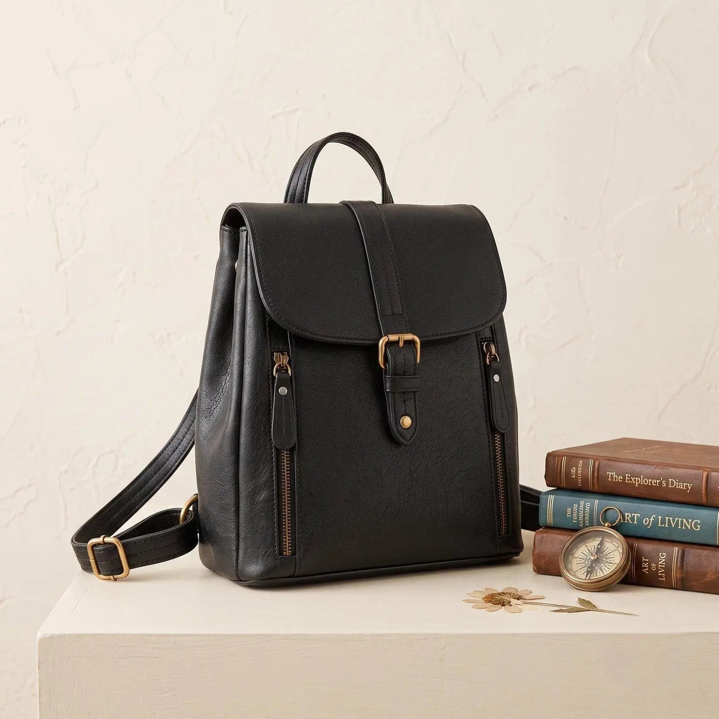 Handcrafted Full-Grain Leather Backpack for Women | Minimalist Everyday Rucksack